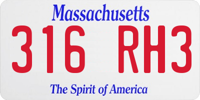 MA license plate 316RH3