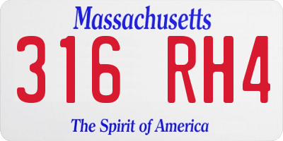 MA license plate 316RH4
