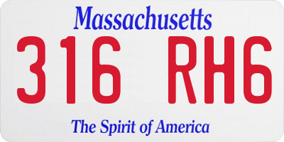MA license plate 316RH6