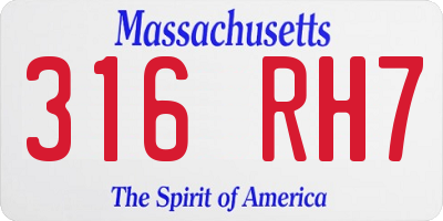 MA license plate 316RH7