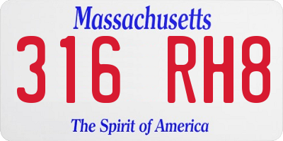 MA license plate 316RH8