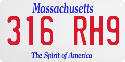 MA license plate 316RH9