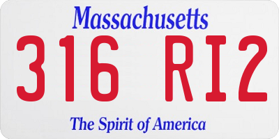 MA license plate 316RI2