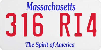 MA license plate 316RI4