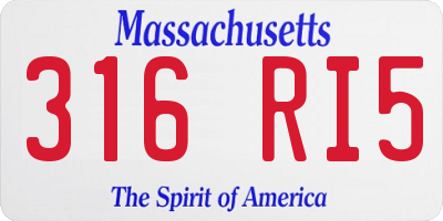 MA license plate 316RI5