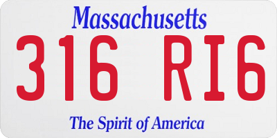 MA license plate 316RI6