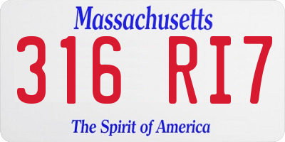 MA license plate 316RI7