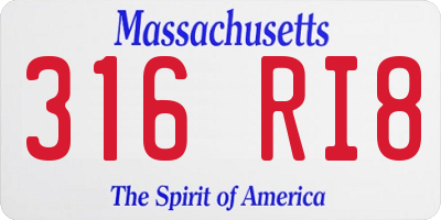 MA license plate 316RI8