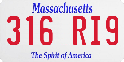 MA license plate 316RI9