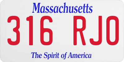 MA license plate 316RJ0
