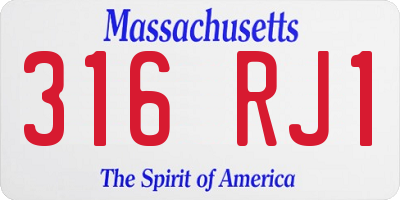 MA license plate 316RJ1