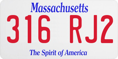 MA license plate 316RJ2