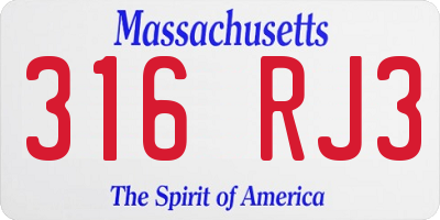 MA license plate 316RJ3