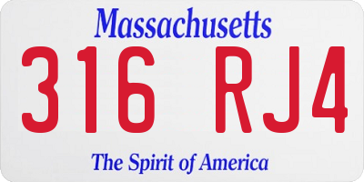 MA license plate 316RJ4