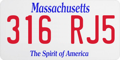 MA license plate 316RJ5