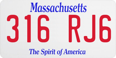 MA license plate 316RJ6