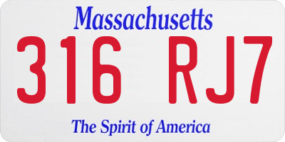 MA license plate 316RJ7