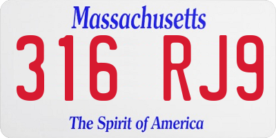 MA license plate 316RJ9