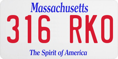 MA license plate 316RK0