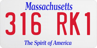 MA license plate 316RK1