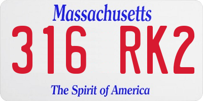 MA license plate 316RK2