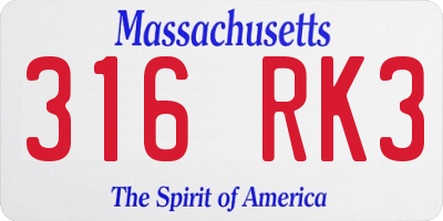 MA license plate 316RK3