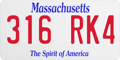 MA license plate 316RK4
