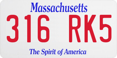 MA license plate 316RK5