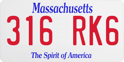 MA license plate 316RK6