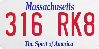 MA license plate 316RK8