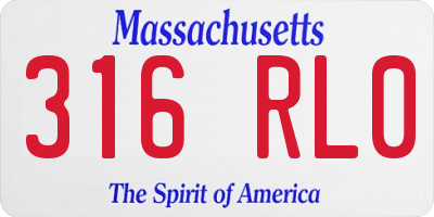 MA license plate 316RL0