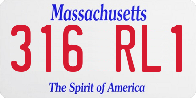 MA license plate 316RL1