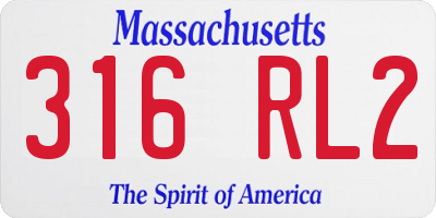 MA license plate 316RL2