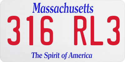 MA license plate 316RL3