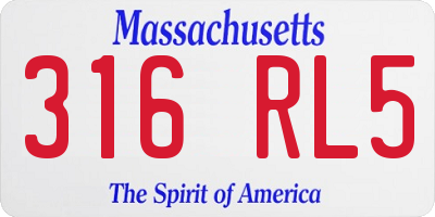 MA license plate 316RL5