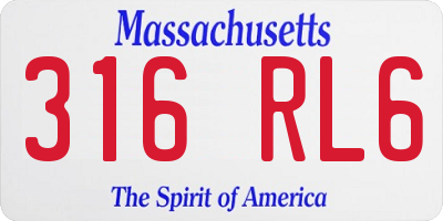 MA license plate 316RL6