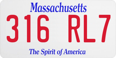 MA license plate 316RL7