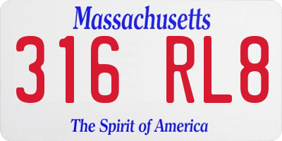MA license plate 316RL8