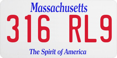 MA license plate 316RL9