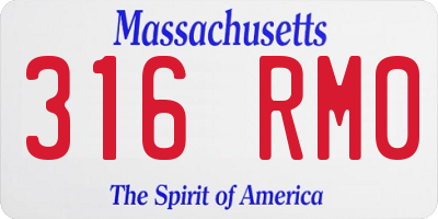 MA license plate 316RM0