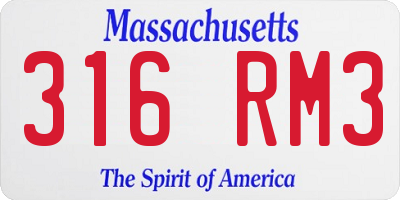MA license plate 316RM3