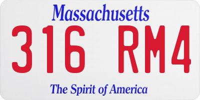MA license plate 316RM4