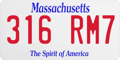 MA license plate 316RM7