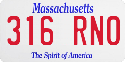 MA license plate 316RN0
