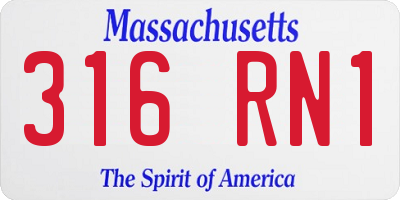 MA license plate 316RN1