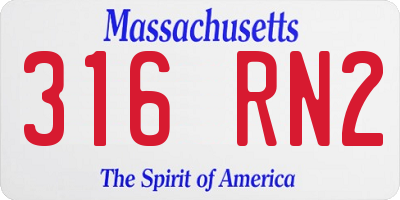 MA license plate 316RN2