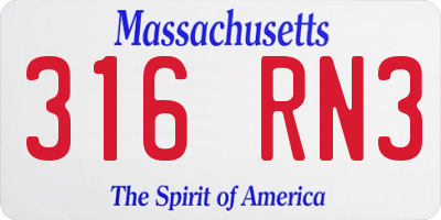 MA license plate 316RN3