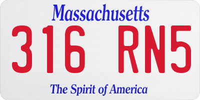 MA license plate 316RN5