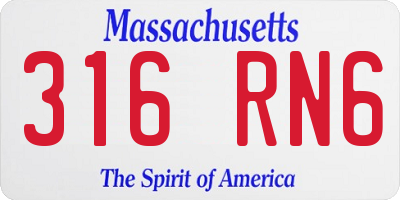MA license plate 316RN6