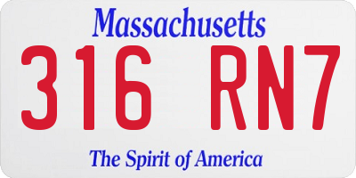 MA license plate 316RN7